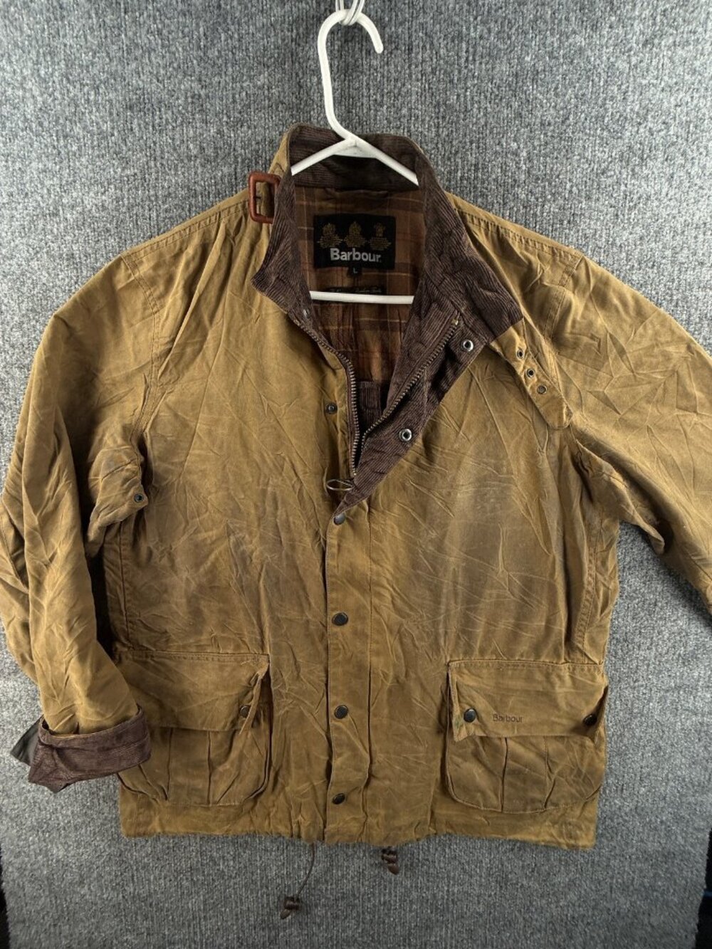 Barbour Ursula MWX0081BR51 Waxed Jacket Canvas Brown Tartan Large Outdoor Cotton